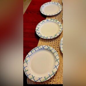 COPY - Pfaltzgraff "Cloverhill" Blue & Green Plaid Dinner Plates